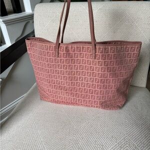 Fendi Pink Zucchino Tote Bag